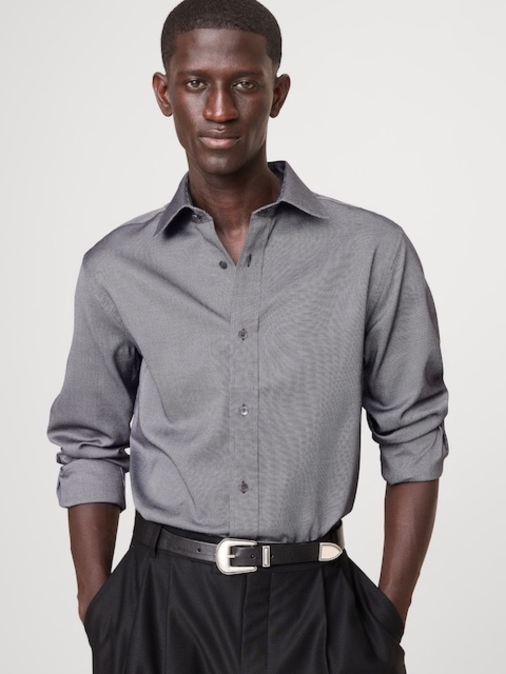 G-star Raw Grey Cotton Longsleeve Collared Black Button Down Dress Shirt